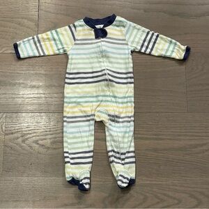 The Honest Company Green and Yellow Footies with Attached Feet